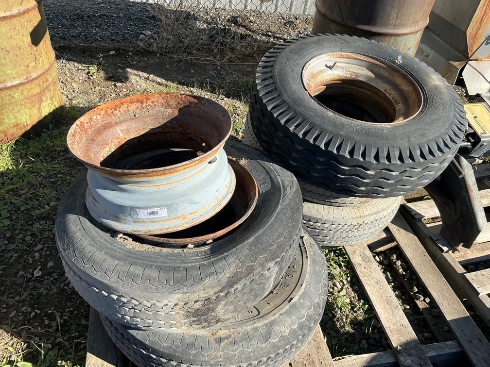(5) Mobile Home Moving Tires & Wheels, (1) Additional Rim (Weathered)