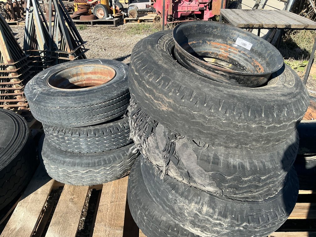 (7) Mobile Home Moving Tires & Wheels (Weathered)