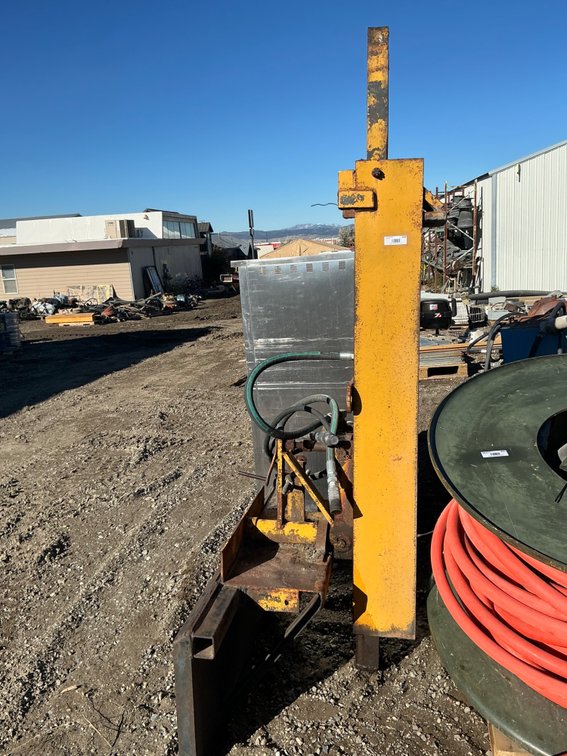 Custom Built Hydraulic Post Driver On Quick Attach Plate - For Skid Steer (No Make Or Model Shown)