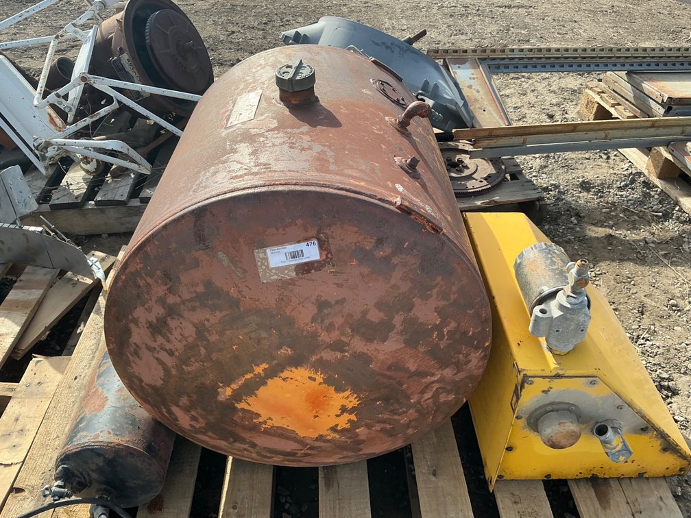 (1) 50-Gallon Fuel Tank 24"Diameter x 24"L, (1) Hydraulic Oil Tank - Angled, 18"W x 12"H x 16"D, And (1) Portable Air Tank