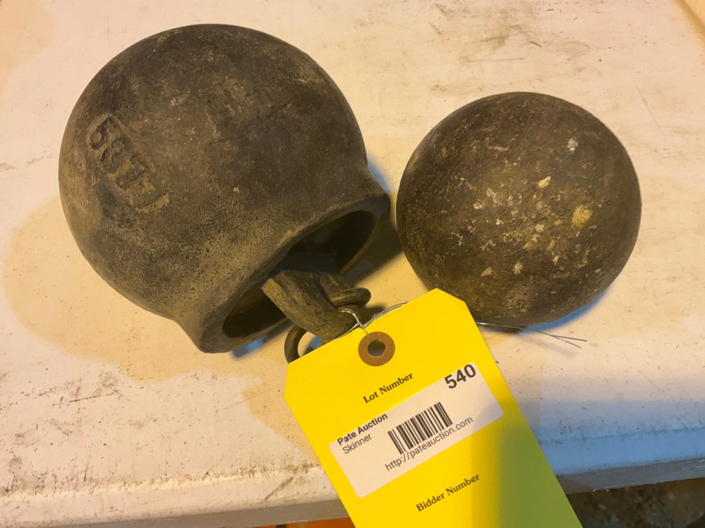(1) Vintage Scale Weight - Stamped "5377", And (1) Vintage Cannon Ball