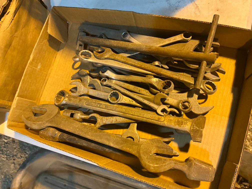 (1) Box Of Assorted Box Wrenches, Dog Bone Wrenches, Spanner Wrenches & More