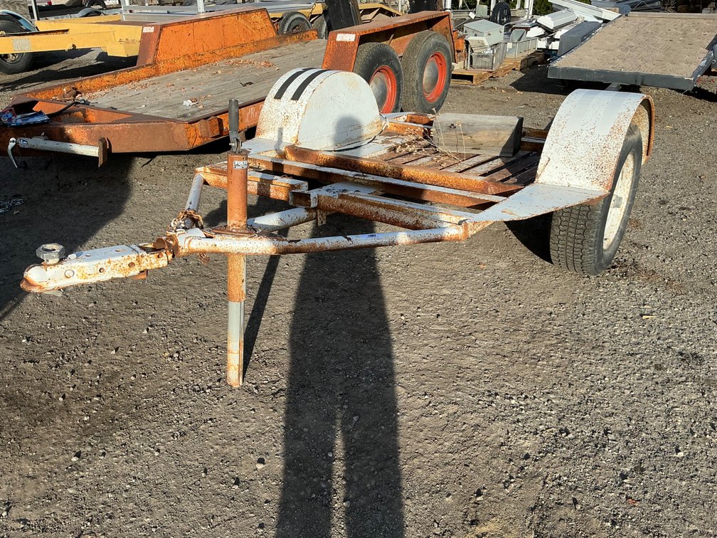 Single Axle Utility Trailer - Bumper Pull, Deck Measures 6'L x 70" Wheel To Wheel, Good Rubber