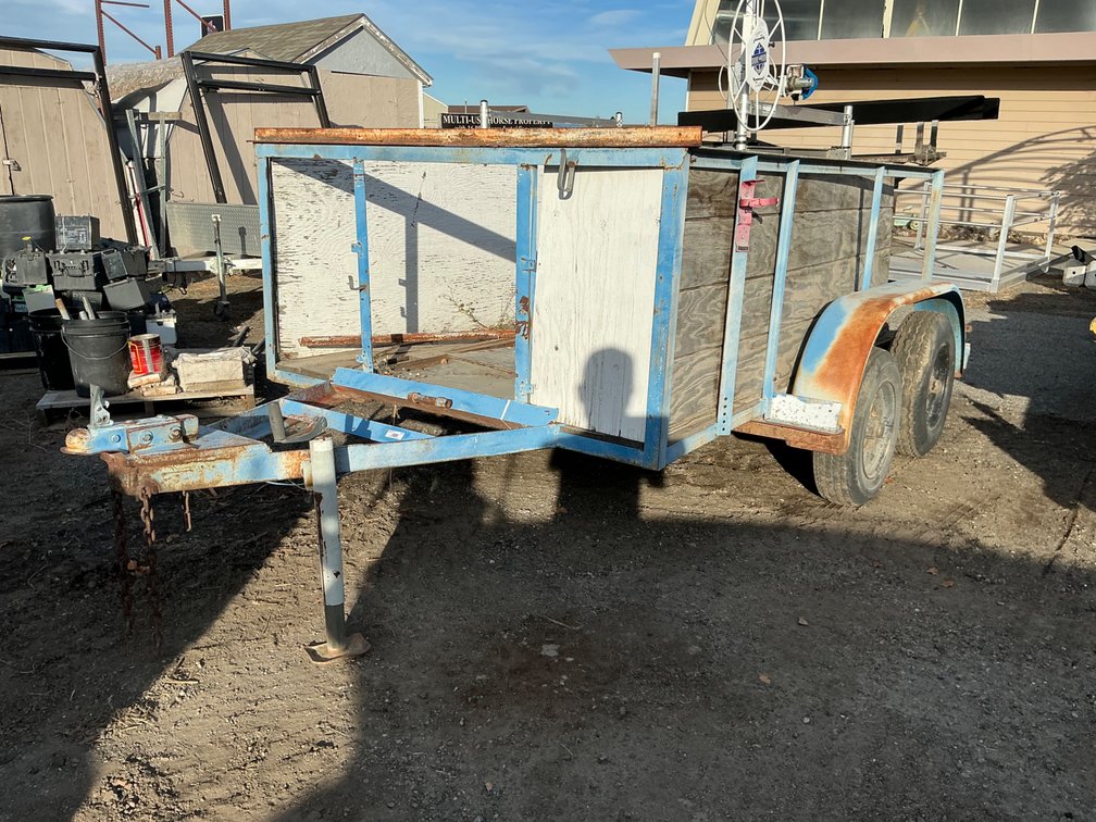 Custom Built Trailer - 9'L x 6-1/2'W Box With Sidewalls , Bumper Pull, Tandem Axle, Ramps (Poor Rubber, Poor Deck)
