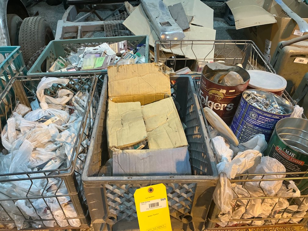 (4) Crates Containing - Assorted Screws - Masonry, Wood, Machine, Anchors, Toggle Bolts, And Miscellaneous Hardware