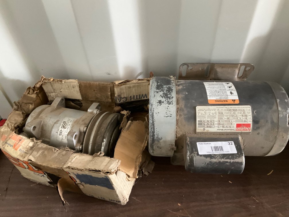 Dayton 2Hp Electric Motor - Model: 5K961G and Sankyo Electric SD-508 Refrigerant Compressor 
