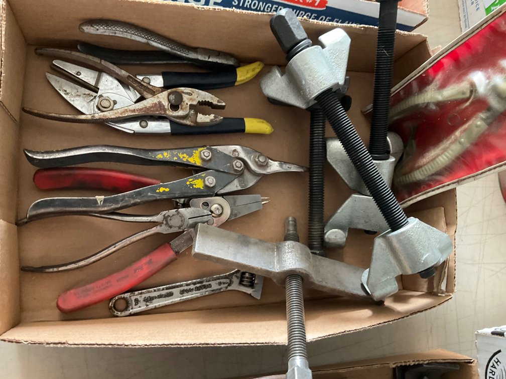 Assorted Spring Compressors, Snap Ring Tool Kit, Adjustable End Wrench, Tin Snips, Pliers and More