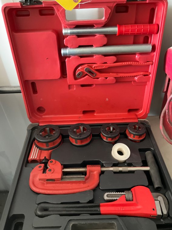 Pipe Cutter and Threading Kit - (4) Dies, Cutter, Pipe Wrench and Pliers