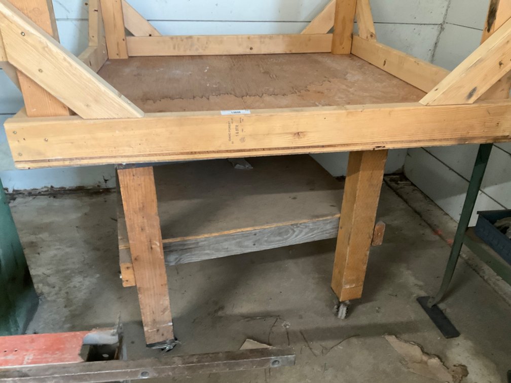 (2) Custom Built Wooden Tables - One Has Casters