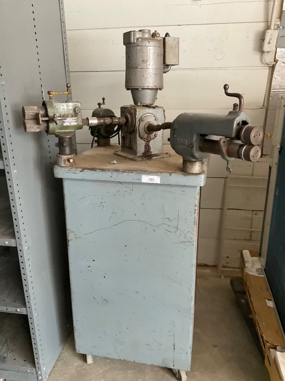 Niagra 4-Way Power Unit with (3) Attachments - Deck, Stow & Wilcox Model: 0581, Pexto Model: 622E and Peck, Stow & Wilcox Model: 544A on Rolling Cabinet