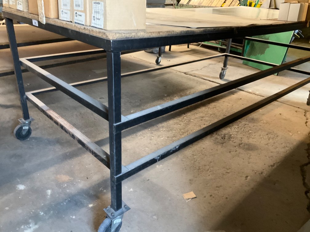 Custom Built Metal Frame Table on Casters - 4' x 9'