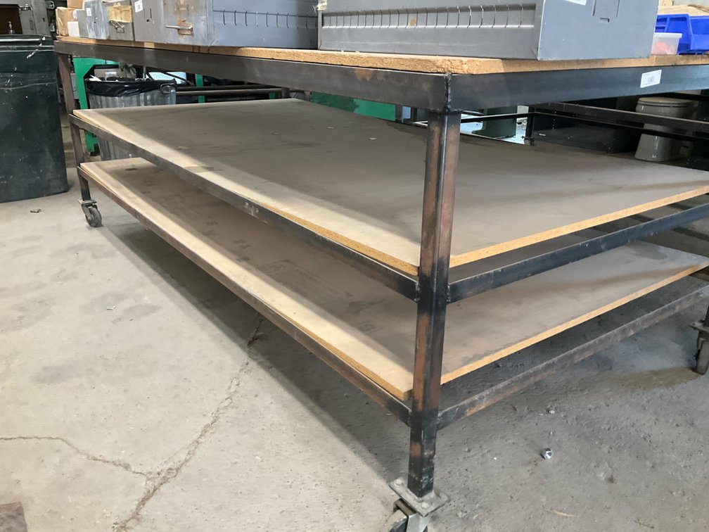 Custom Built Metal Frame Table on Casters - 48" x 102"