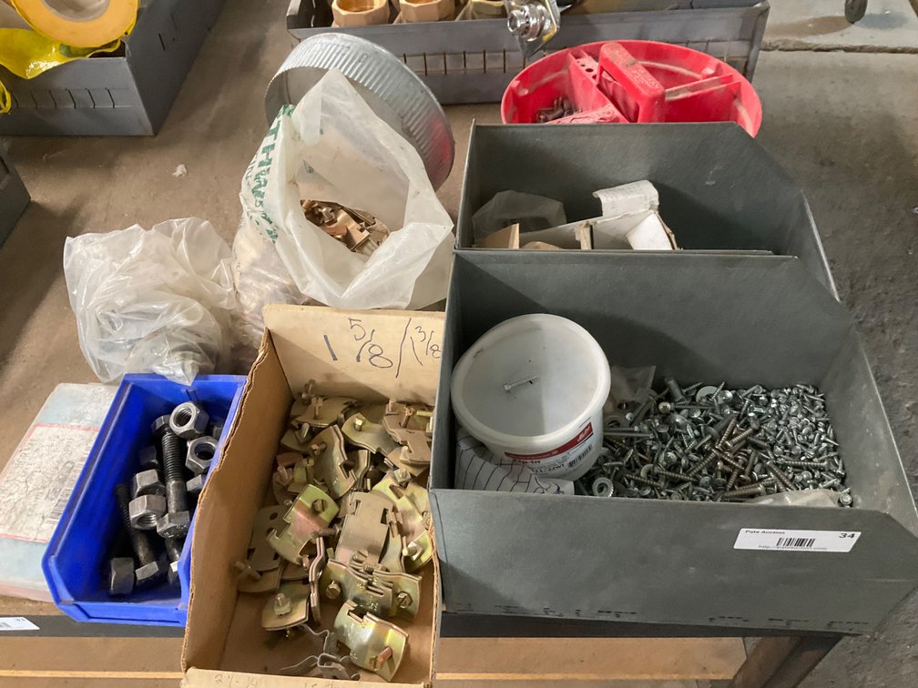 Assorted Strut Clamps, Pex Fittings, Plastic Anchor Kit, Sheet Metal Screws, Etc.