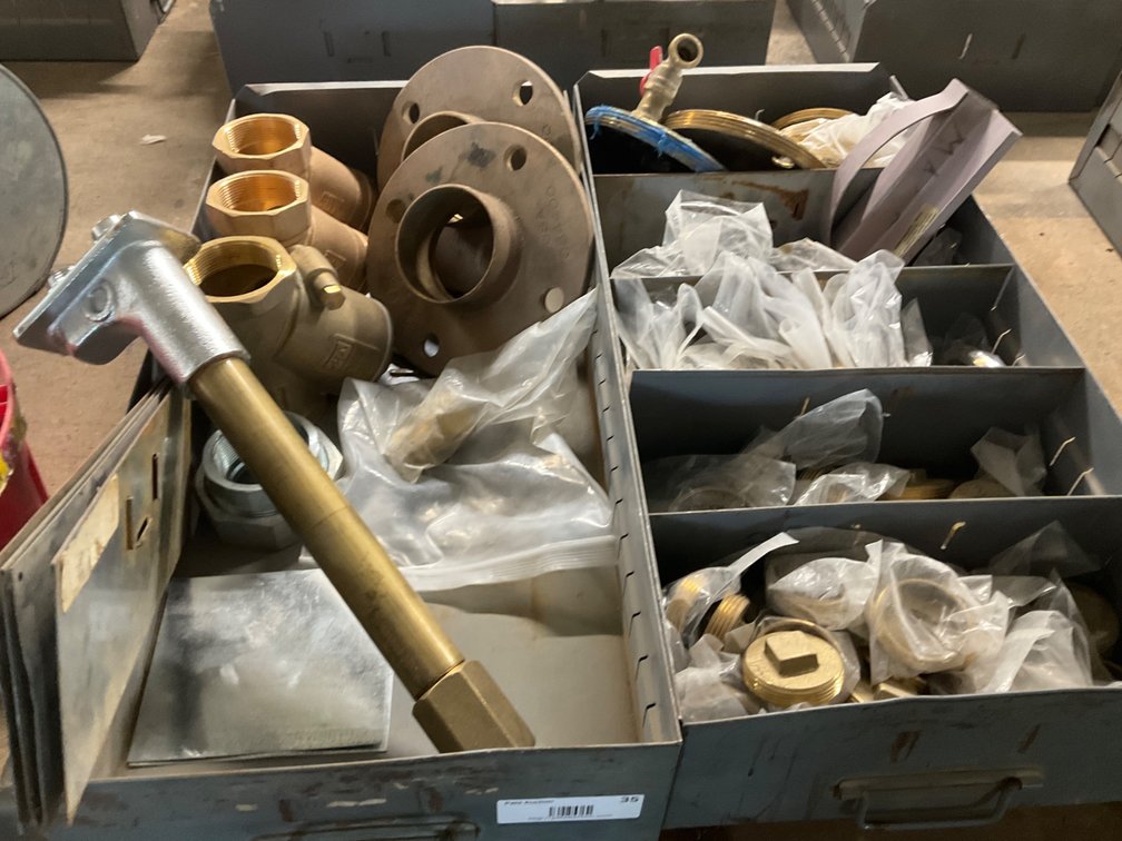 Assorted 1-1/2" To 6" Brass Threaded Caps, Brass Flanges, Union, Wyes and Hose Bib