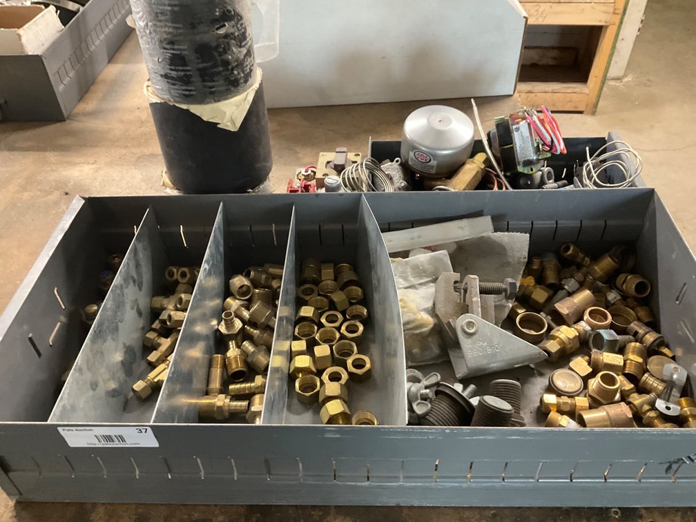 Assorted Boiler/Furnace Parts, Brass Fittings, Pex, Thread, Plugs, Tape, Etc.