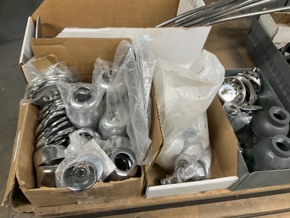Assorted Stainless Wall Flanges, Assorted 1/2" Galvanized Nipples & Fittings, Sink Strainer, Spigot, Etc.