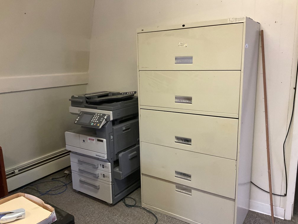 Konica Minolta Biz Hub Di2010 Scan/Copy/Print Office Machine and Metal 5-Shelf Lateral Filing Cabinet - 36"W x 19"D x 66.5"H (Knicks/Scratches)