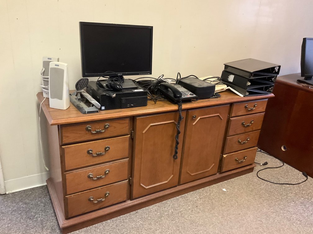 Desk Hutch/Credenza - 66"L x 21"D X 29"H and Supplies - See Description For Details