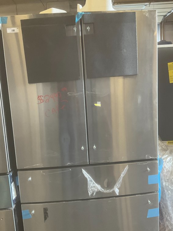 Cafe Refrigerator - Model: CGE29DP2TCS1, 28.7 Cubic Foot, Stainless, Double Door, Bottom Freezer, Ice Maker, Wi-Fi, Unused, 36"W x 33"D x 70"H (NO HANDLES)