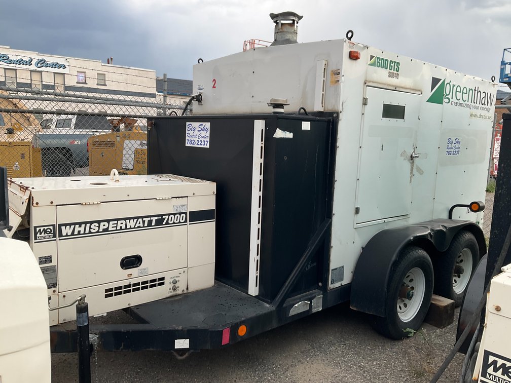 Dry Air Green Thaw 600GTS Sub 40 Ground Heater - Model: 2100-0600-GTS, with 500,000Btu Oil Burner - Model: Riello 40-F20 and Multi-Quip Whisper Watt 7000 Generator - Showing 6486 Hours