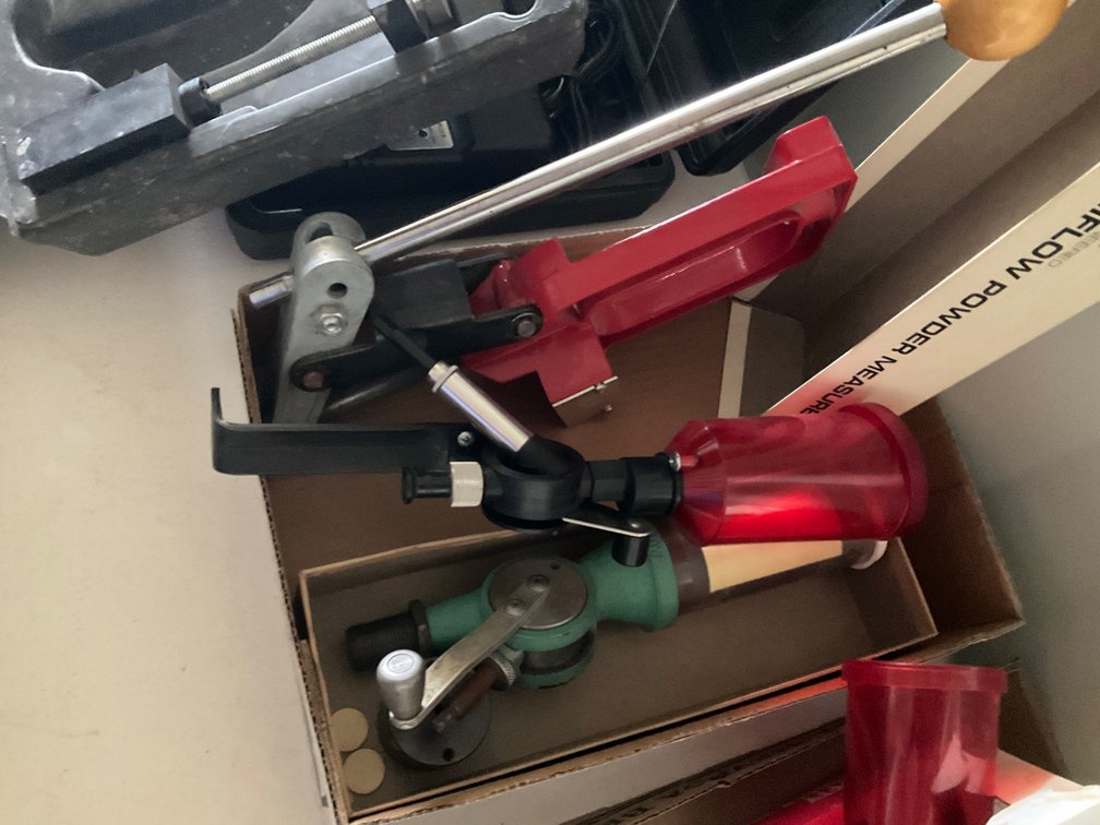Lee Reloading Press, RCBS Uniflow Powder Measurer and Lee Powder Measurer