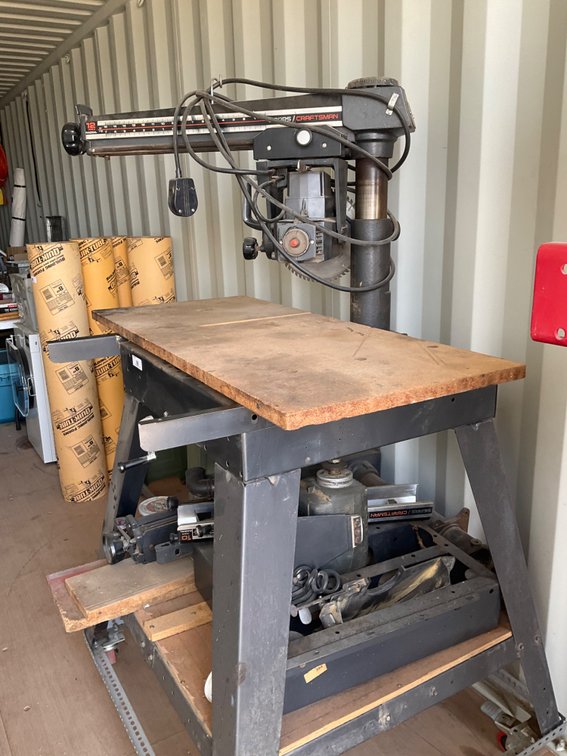 Sears Craftsman 12" Radial Arm Saw - Model: 113.23300, 220V - On Stand with Rollers, Additional Parts, Pieces and Miscellaneous Included