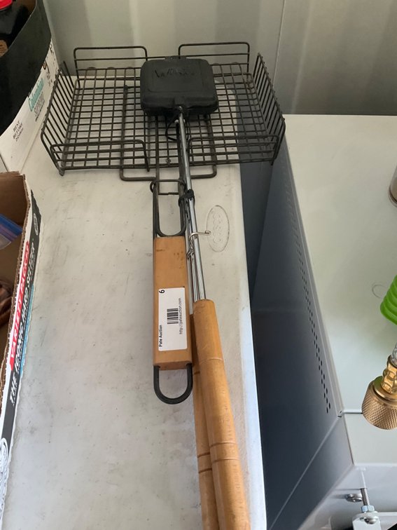 Campfire Cooking Utensils - Handled Cooking Basket and Wilcor Outdoors Double Sided Cast Iron Snack Maker