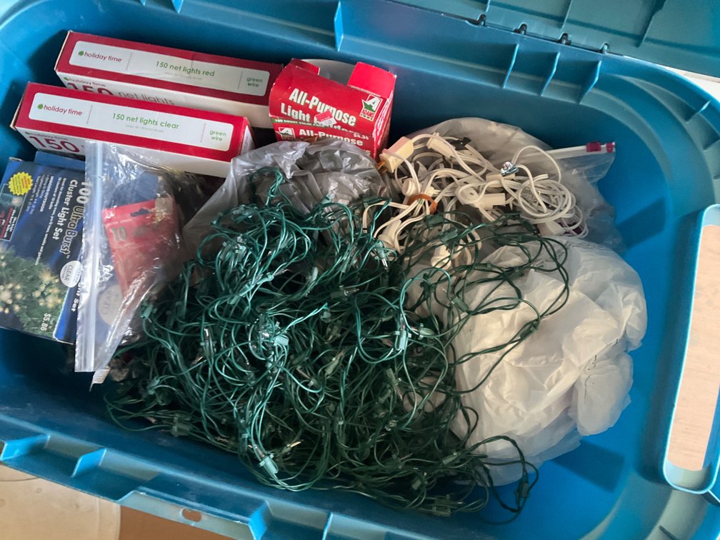 Tote of Assorted Christmas Lights