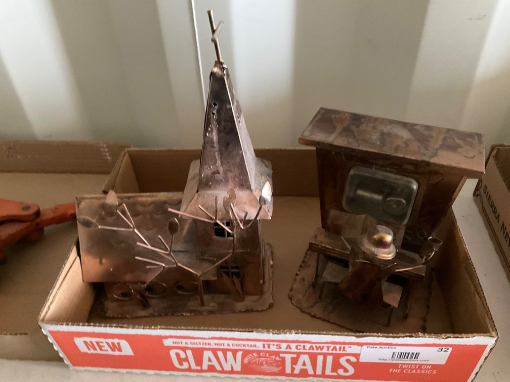 Vintage Metal "Church" Music Box and Vintage Metal "Piano Man" Music Box