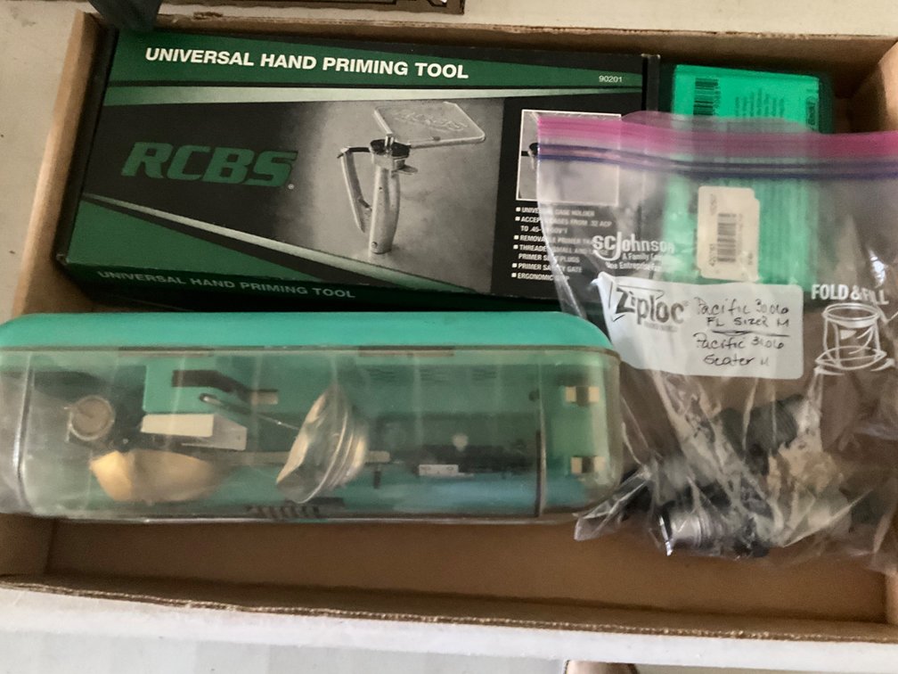 RCBS Universal Hand Priming Tool, RCBS 10-10 Scale, (2) BCB .300 WinMag Dies, (1) Pacific 30.06FL Sizer M Die and (1) Pacific 30.06 Seater M Die