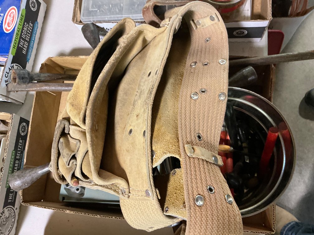 Assorted Wood Carving Tools, Tool Belt, Tire Iron and More