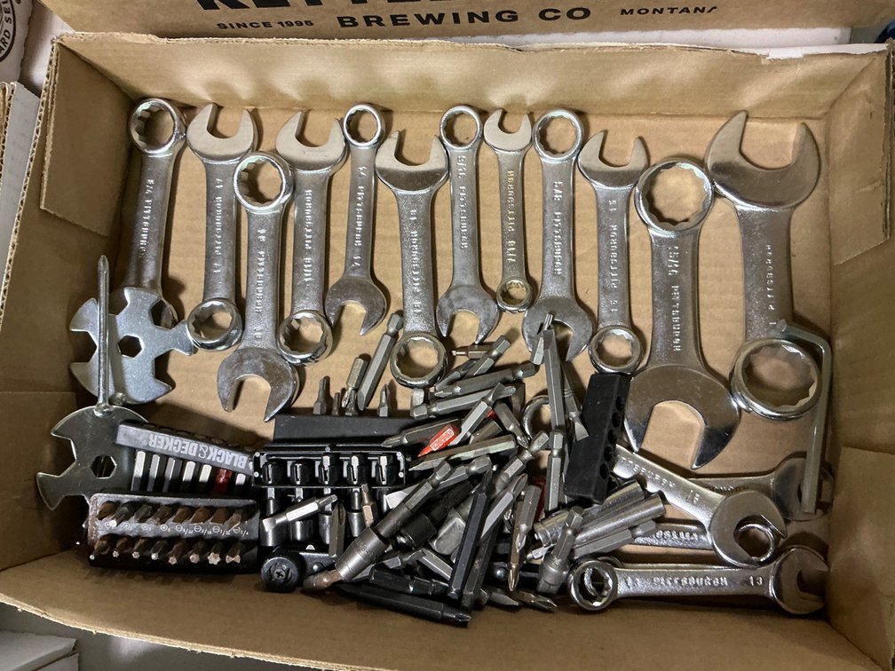 Assorted Standard and Metric Short Wrenches and Assorted Bits