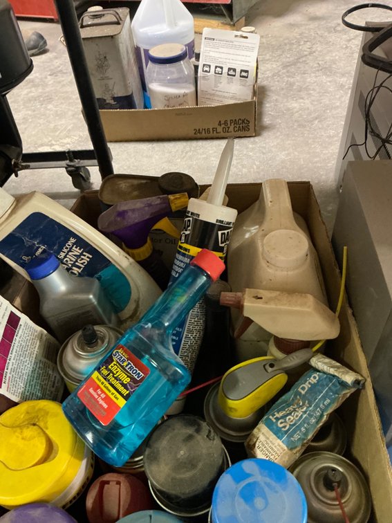 Lot of Assorted Cleaning Supplies, Caulk, Fuel Treatment, Lube, Antifreeze and More