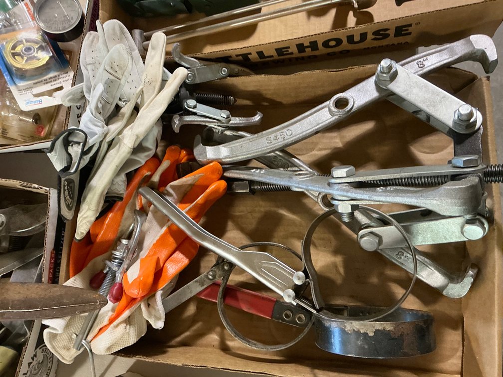 8" Puller, 3" Puller, Assorted Gloves and Oil Filter Wrenches