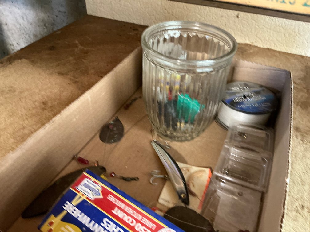 Assorted Fishing Supplies - Lure, Fishing Line, Bobbers, Cow Bells, Flys, Sinkers and More