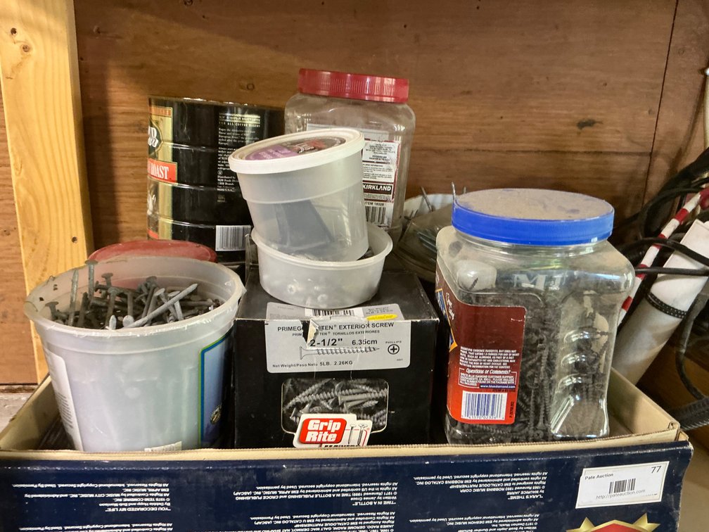 Large Lot of Assorted Screws, Nails and Other Fasteners