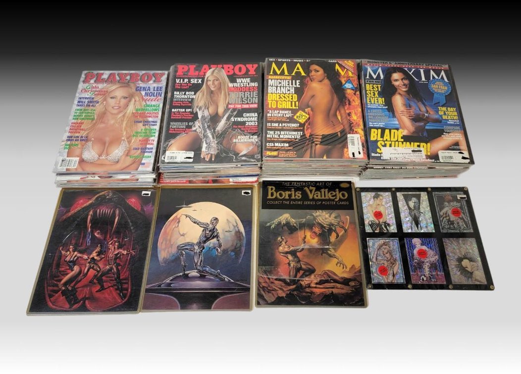40x Playboy & Mazim Magazines w/ Poster Cards
