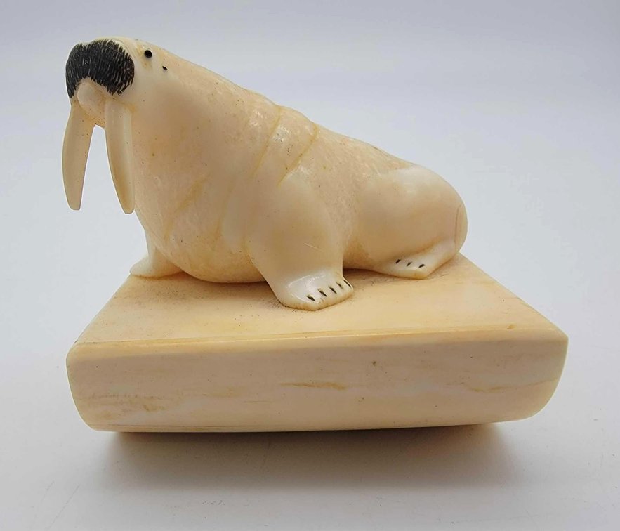 Vintage Carved Walrus Ivory Walrus  