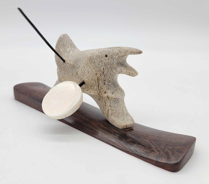 Salmon Transformation Drummer Bone & Ivory Carving