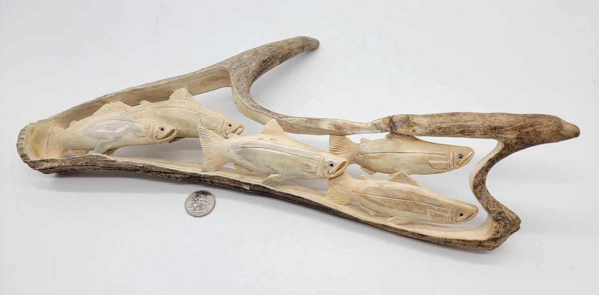 Antler Carving of Spawning Salmon 