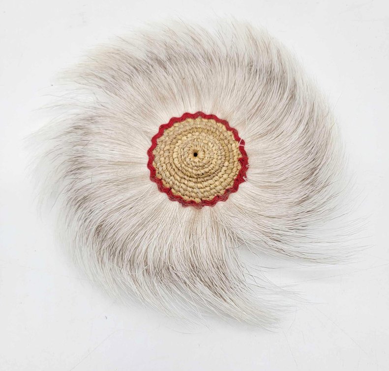 Eskimo Woven Grass Pinwheel w/Caribou Fur 