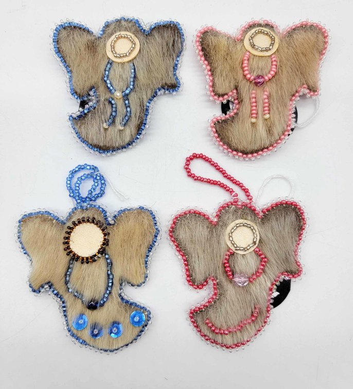 4x Alaska Native Seal Fur Angel Ornaments & Pins