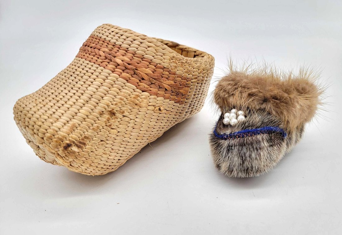 Fur Pincushion & Woven Basket