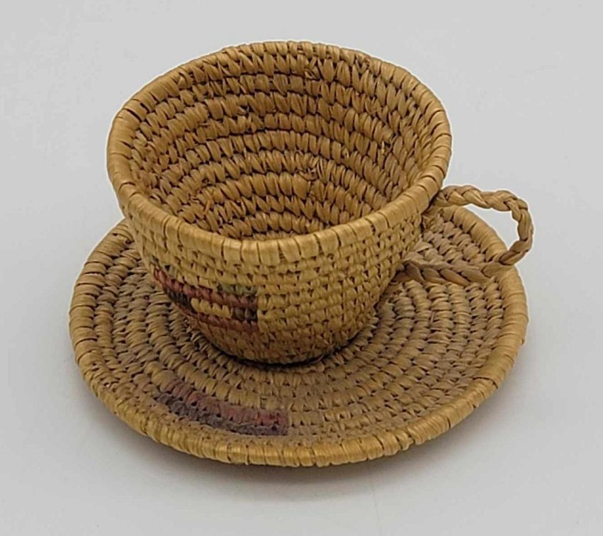 Alaska Native Grass Basketry Teacup w/Saucer