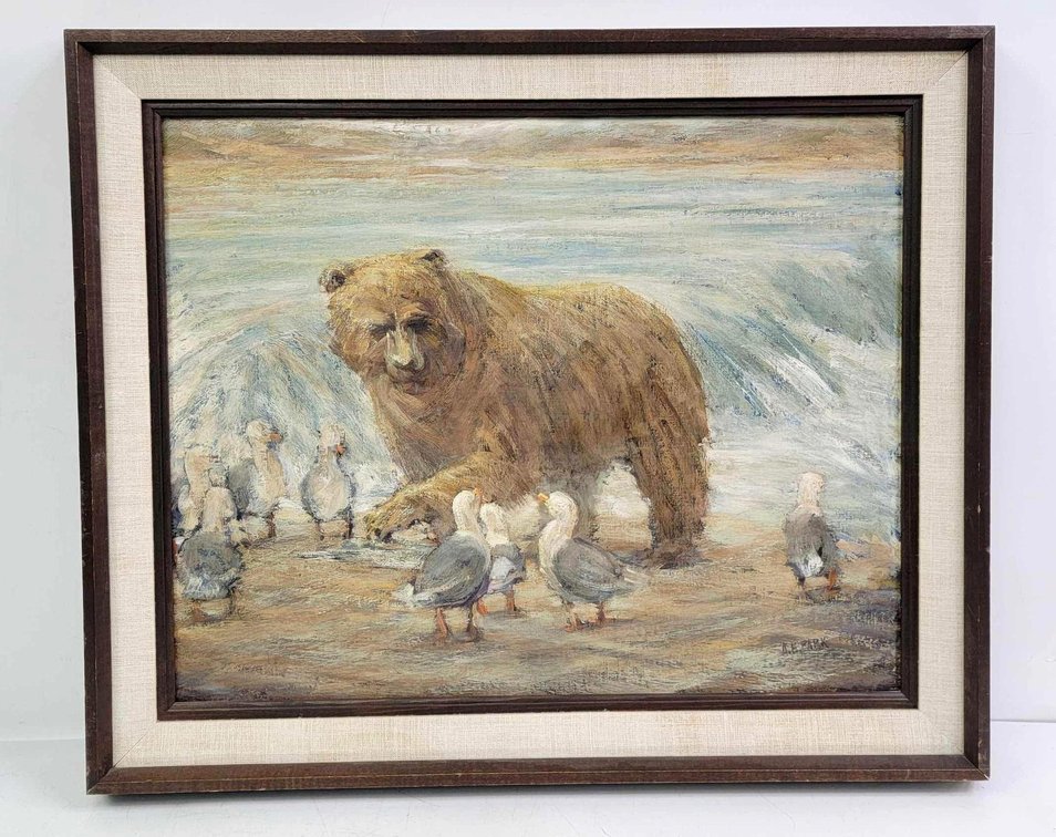 A.E. Betty Park "Bear + Gulls" Painting