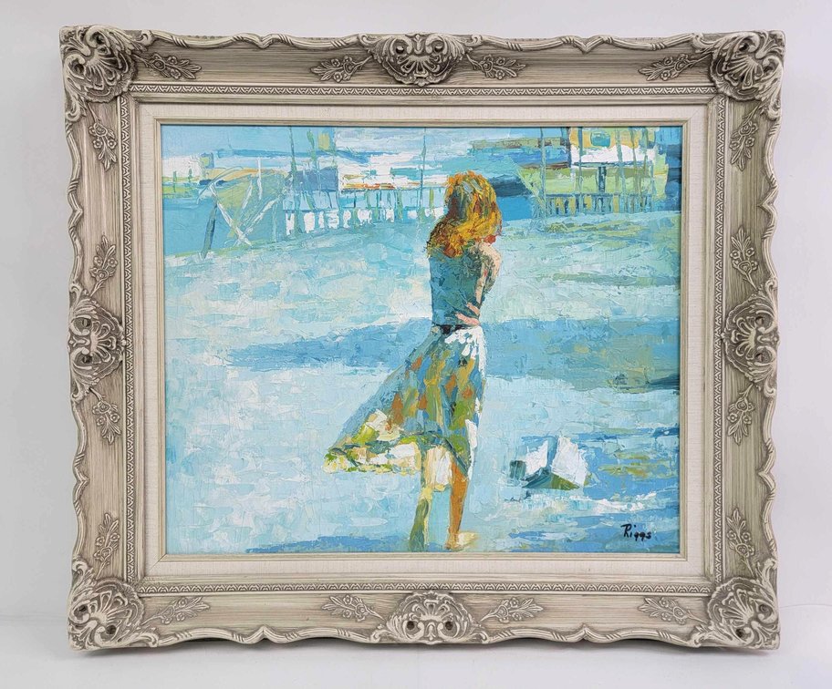 Riggs Gunning "A Walk Alone On The Docks" Painting