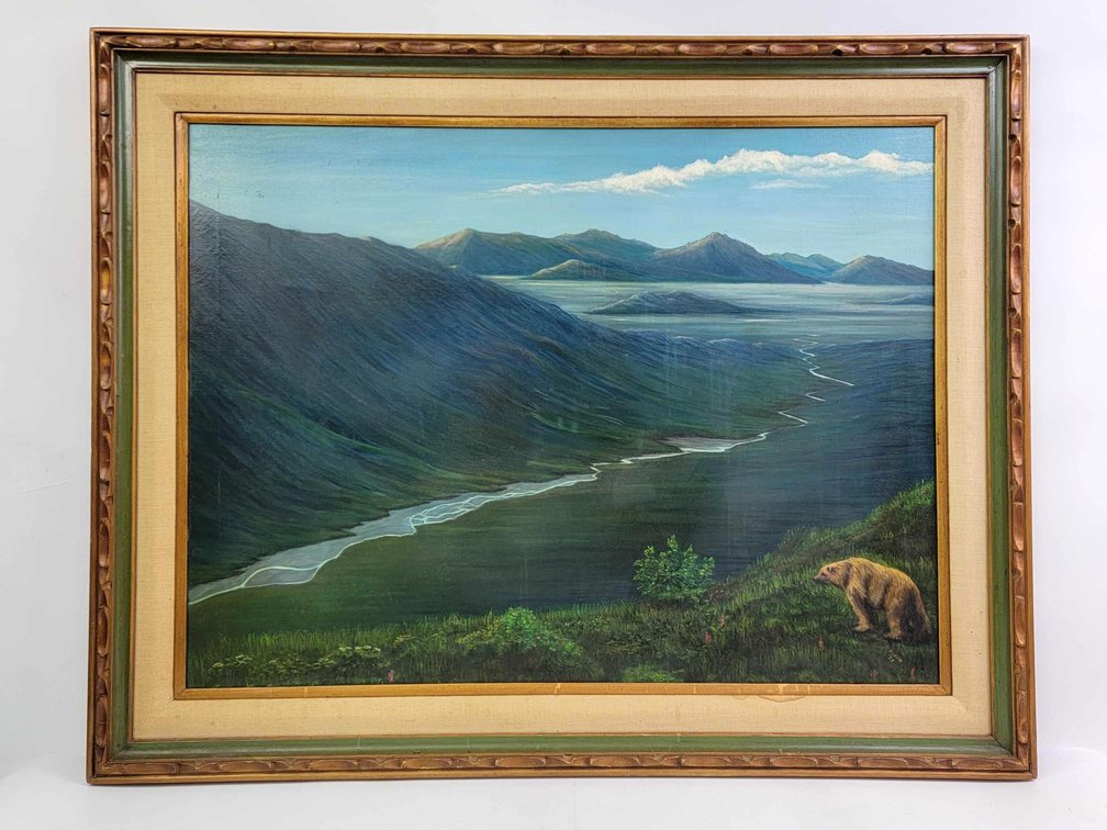 Painting of Bear in Valley Signed "Fallon"