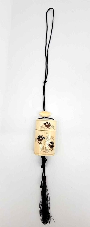 Carved Bone Japanese Inro w/Cord