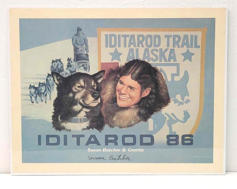 George Rodgers 1986 Iditarod Poster Signed by Susan Butcher