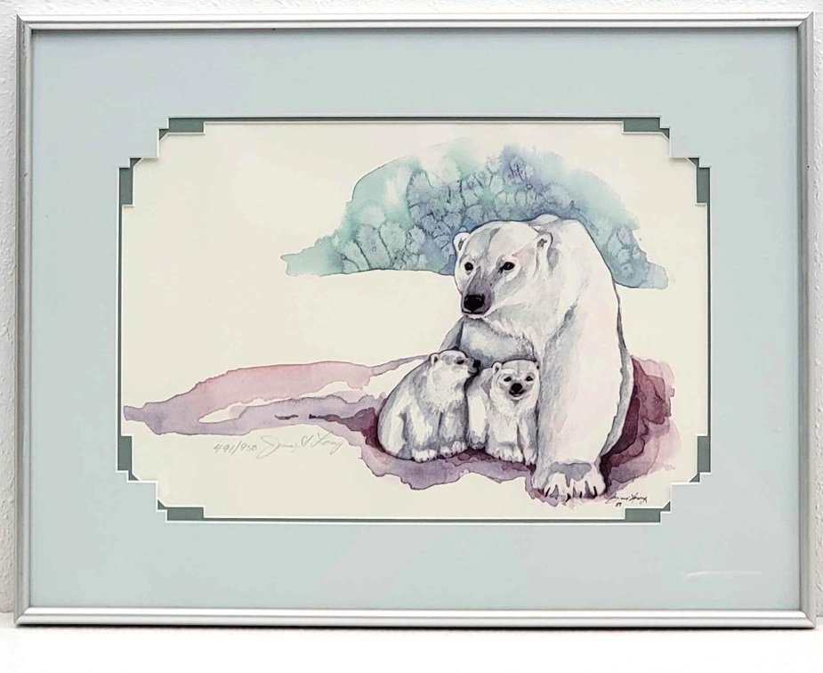 Jean Lowry Polar Bear & Cubs Print